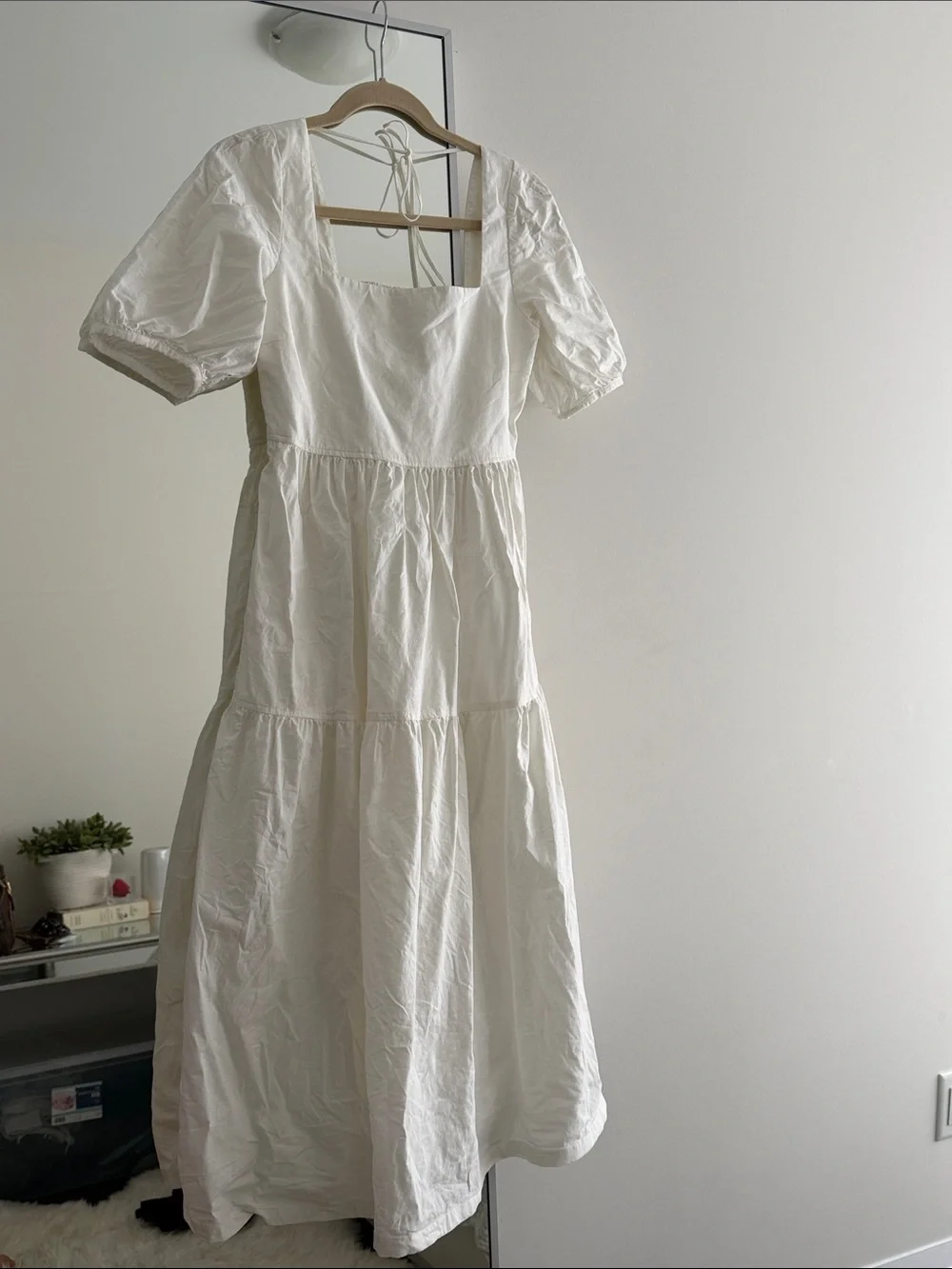 white garden dress Ives Front Tie Mini Dress M